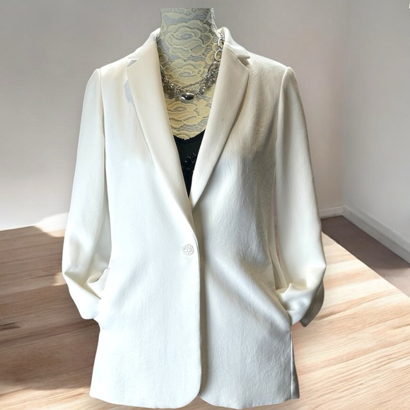 Cartonnier Jacket Women 6 White Blazer Long Sleeve Butterfly Split Anthropologie - Picture 5 of 9